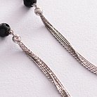 Срібні висячі сережки з чорними каменями 123154 от ювелирного магазина Оникс - 2