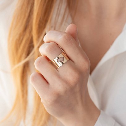 Каблучка "Моя Україна" у жовтому золоті к07038 №7