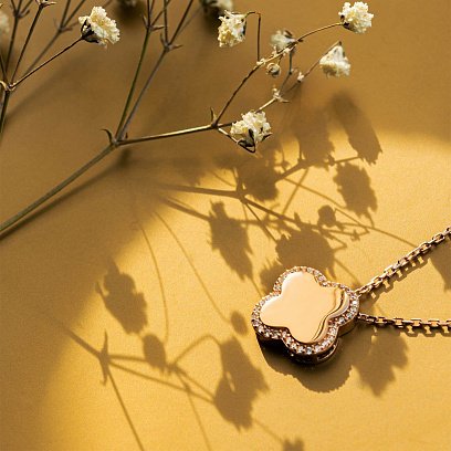 Золотое колье "Клевер" с фианитами кол01782 №6