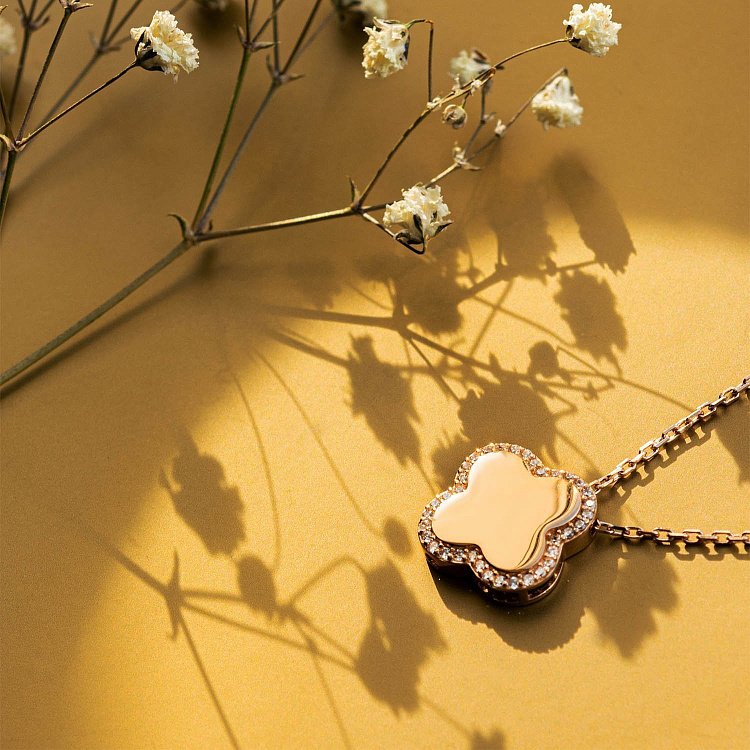 Золотое колье "Клевер" с фианитами кол01782 от ювелирного магазина Оникс - 5