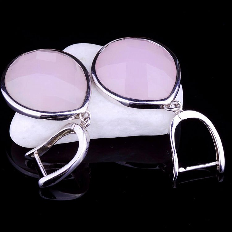 Серебряные серьги (кварц розовый) 12948 от ювелирного магазина Оникс - 3