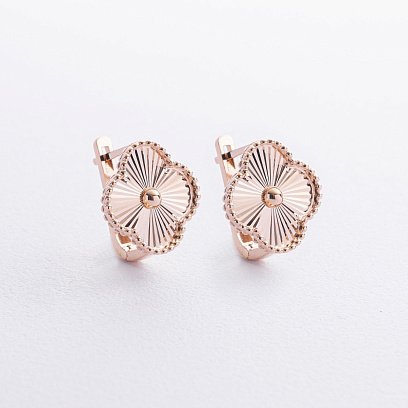 Сережки "Конюшина" в червоному золоті с09209