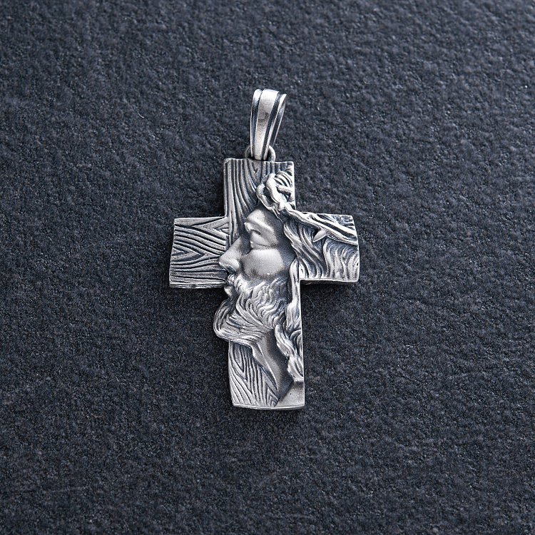 Срібний хрест "Ісус Христом у терновому вінці" 7028 від ювелірного магазину Онікс