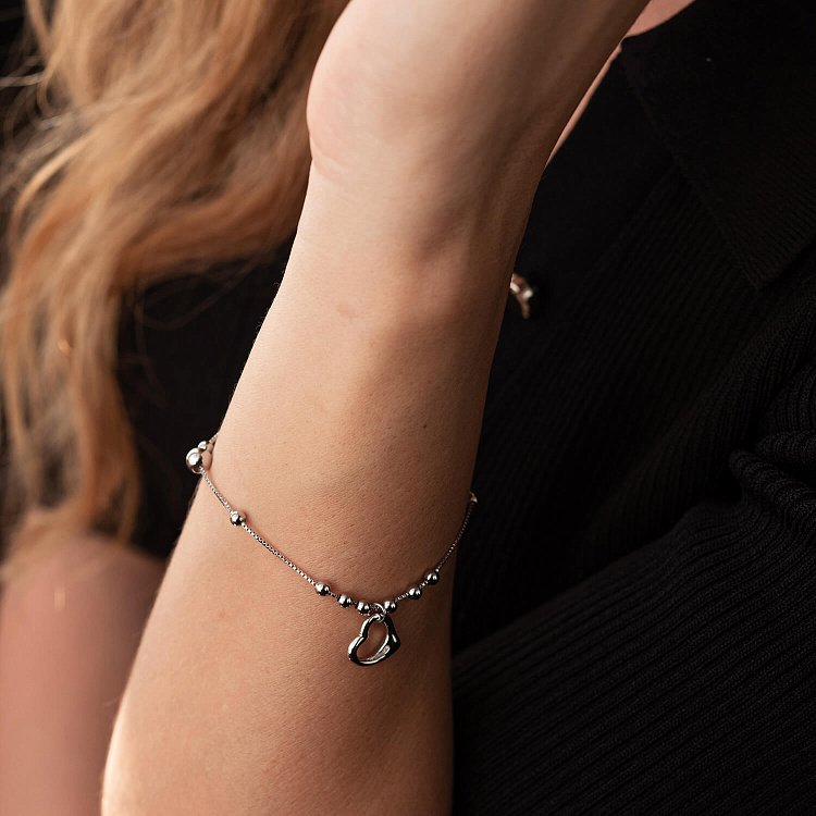 Срібний браслет "Сердечко з кульками" 141411 від ювелірного магазину Онікс - 3