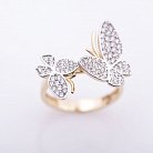 Золотое кольцо "Бабочки" с фианитами к03890 от ювелирного магазина Оникс