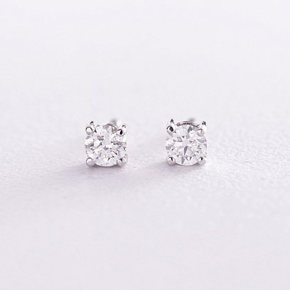 Золотые серьги - пусеты с бриллиантами сб0393 №5