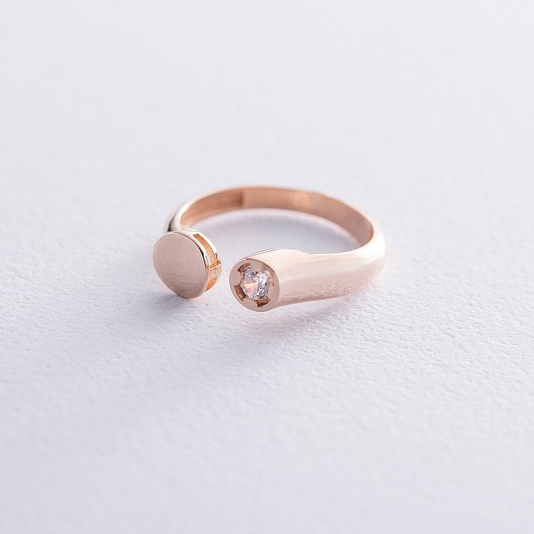 Золота каблучка з фіанітом к06434 від ювелірного магазину Онікс - 2