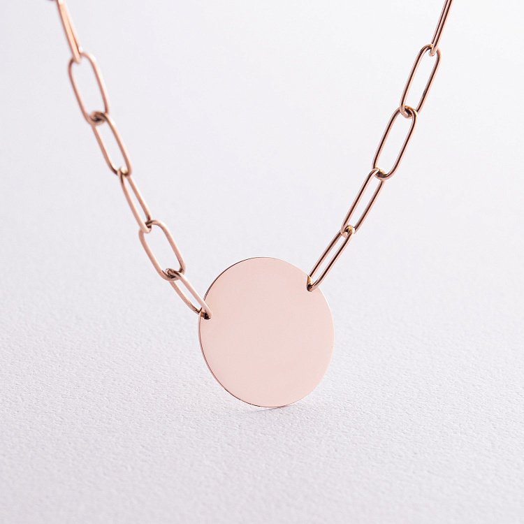 Кольє з монетою для гравіювання (червоне золото) кол02392 від ювелірного магазину Онікс