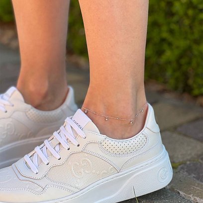 Золотой браслет "Шарики" на ногу б04808 №4