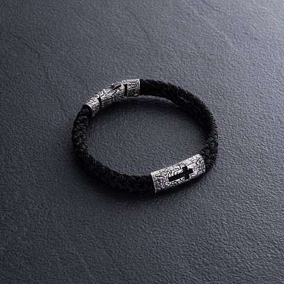 Мужской серебряный браслет с крестом 1309