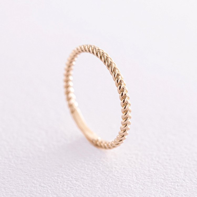 Каблучка "Косичка" у жовтому золоті к07129 від ювелірного магазину Онікс