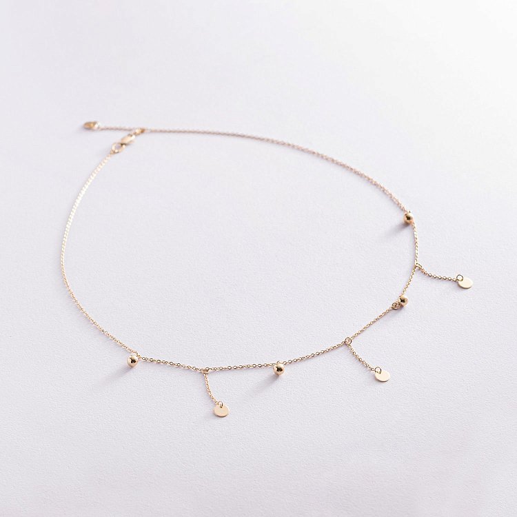 Колье с монетками в желтом золоте 860390М от ювелирного магазина Оникс