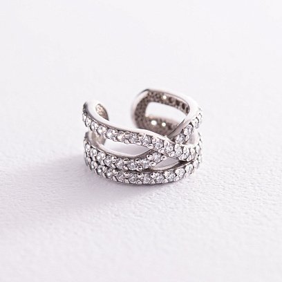 Серебряная серьга - каффа с фианитами 40023 №2