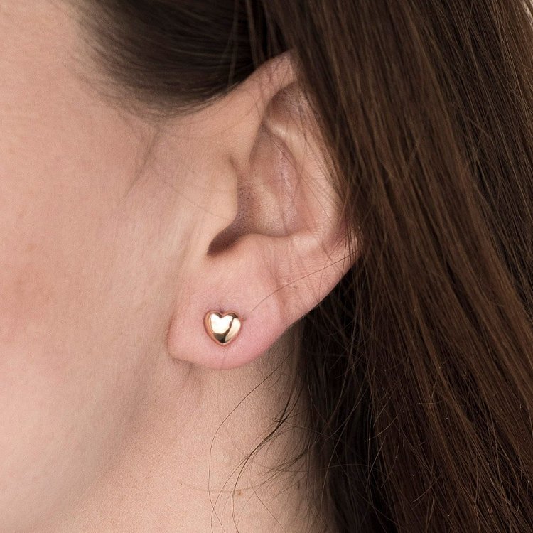 Золоті сережки-пусети "Сердечка" с05348 від ювелірного магазину Онікс - 2