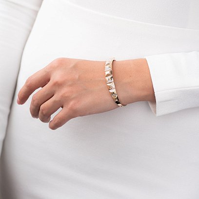 Жорсткий браслет в червоному золоті (фіаніти) б04420 №2