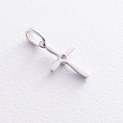 Крестик с фианитом в белом золоте п03839 №3