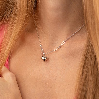 Серебряное колье "Сердечко" 181329 №6