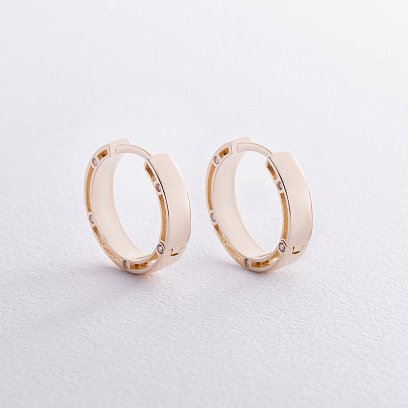 Золоті сережки "Кільця" з фіанітами, діаметр: 17 мм с05226 №5