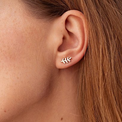 Сережки - пусети "Гілочки" в червоному золоті с06925 №3