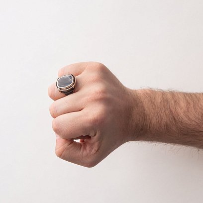 Золота чоловіча печатка (онікс, фіаніт) к05920 №2