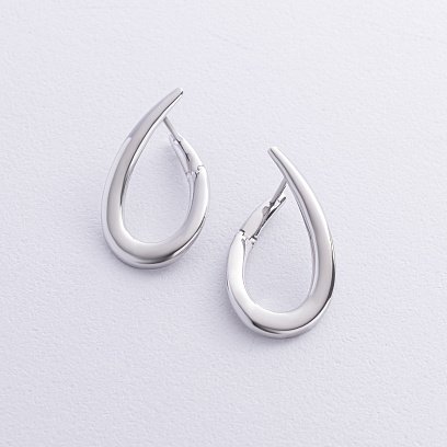 Серьги "Капельки" в белом золоте с08749