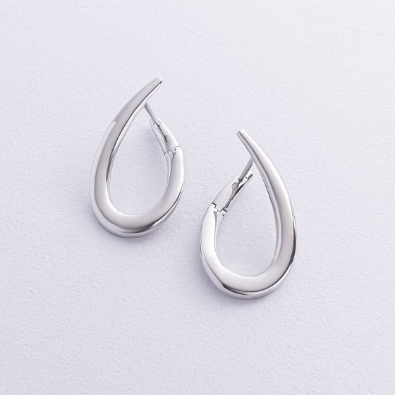 Серьги "Капельки" в белом золоте с08749