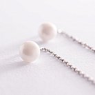 Срібні сережки - протяжки з перлами 123104 от ювелирного магазина Оникс - 5