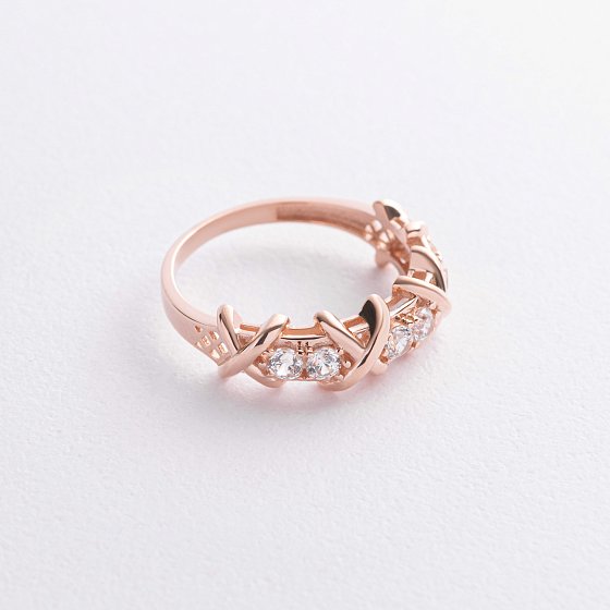 Кольцо "Rosie" с фианитами (красное золото) к08332 №3