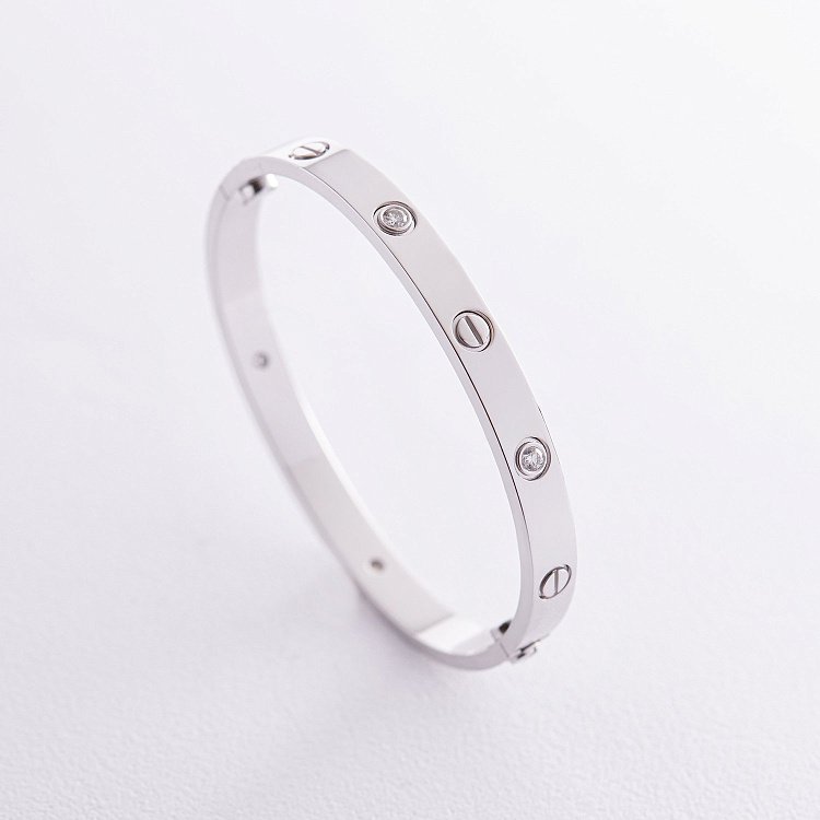 Жорсткий браслет "Love" з діамантами (біле золото) 531761121 від ювелірного магазину Онікс - 2