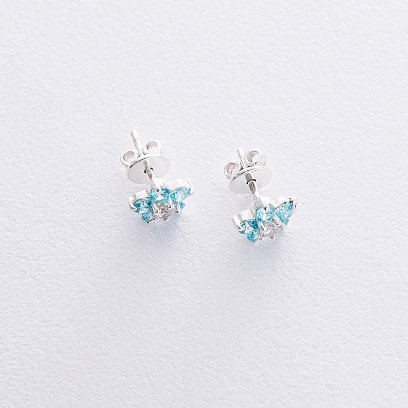 Дитячі срібні сережки - пусети Квіточки 12853 №3