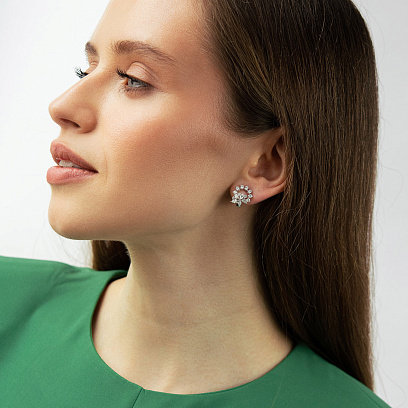 Сережки в білому золоті (діаманти) сб0693cha №6