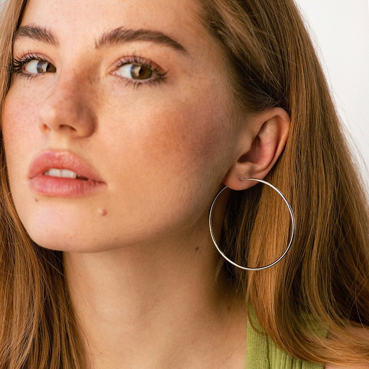 Сережки - кільця в білому золоті (5.3 см) с08532 від ювелірного магазину Онікс - 7