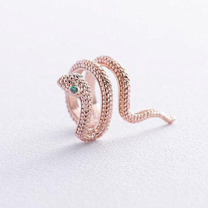 Серьга - каффа "Змея" в красном золоте с08666 №4