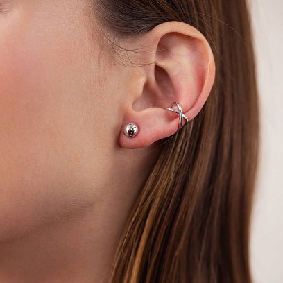 Сережка - каффа в білому золоті с06379 №12