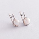 Срібні сережки з перлами і фіанітами 2458/1р-PWT от ювелирного магазина Оникс