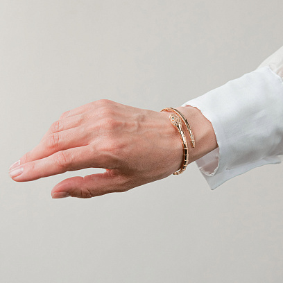 Жесткий браслет "Змея" в красном золоте (фианиты) б05511 №5