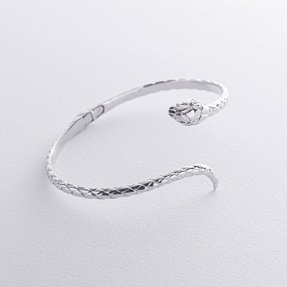 Жорсткий браслет "Змія" у білому золоті (діаманти) бб0038м №4