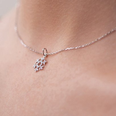 Золота підвіска "Сніжинка" з діамантами 112101121 №2