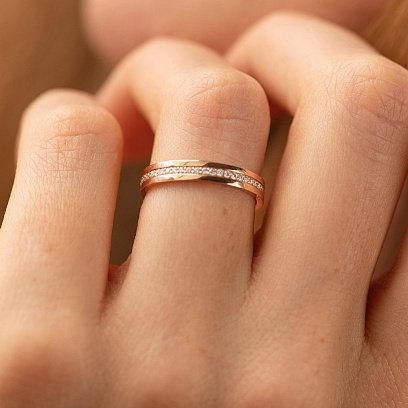 Кольцо с дорожкой бриллиантов (красное золото) 236742421 №2