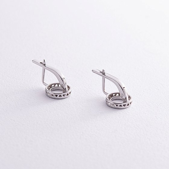 Срібні сережки "Кружечки з сердечками" (фіаніти) 40008 №3