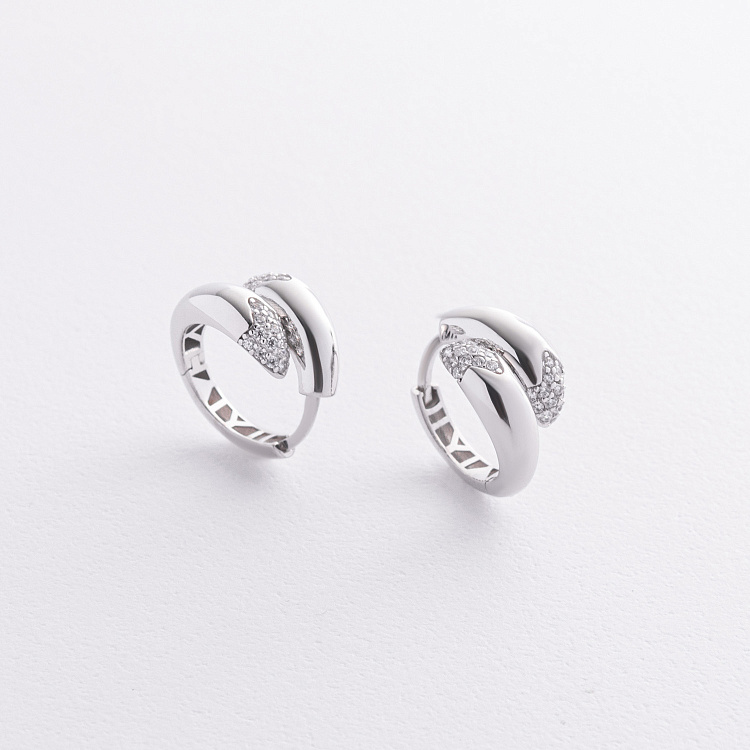 Сережки "Rosemarie" у білому золоті (фіаніти) с09422 від ювелірного магазину Онікс - 2