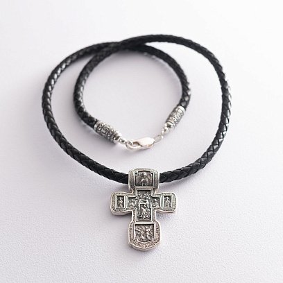 Шкіряний шнурок зі срібною застібкою 18724 №3