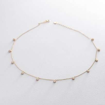 Колье "Цветочки" с фианитами (желтое золото) кол01401 №2