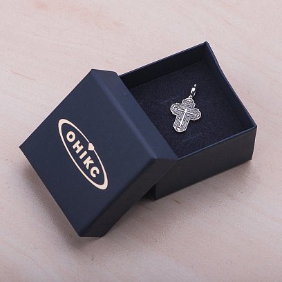 Срібний православний хрест з чорнінням 13134 №3