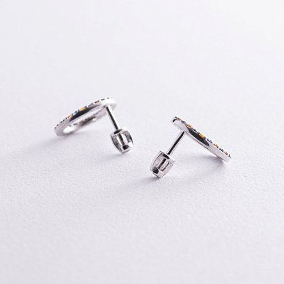 Срібні сережки - пусети з фіанітами 064590 №7