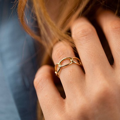 Каблучка "Ланцюжок" у жовтому золоті к07531 №4