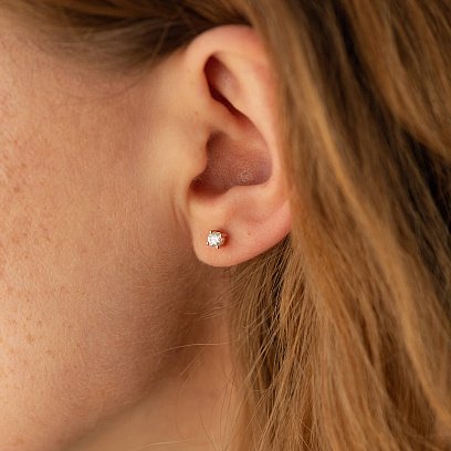 Сережки - пусети з діамантами (червоне золото) 34752421 №2