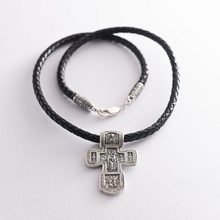 Шкіряний шнурок зі срібною застібкою 18724 від ювелірного магазину Онікс - 2