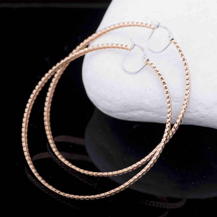 Серьги "Кольца" с фианитами из золота с03124 от ювелирного магазина Оникс - 2