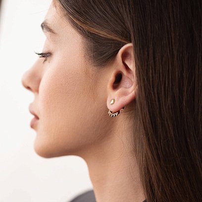 Сережки - джекети "Фріда" у жовтому золоті с07931 №4